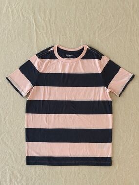 Old Navy Kids Pink Navy Wide Stripe T-Shirt Size L 10-12